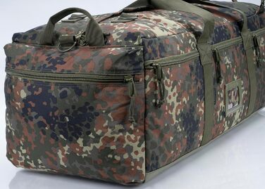 BACKFERRY Велика тактична сумка 80 л у військовому стилі Flecktarn, спортивна дорожня сумка з відстібними рюкзачними лямками