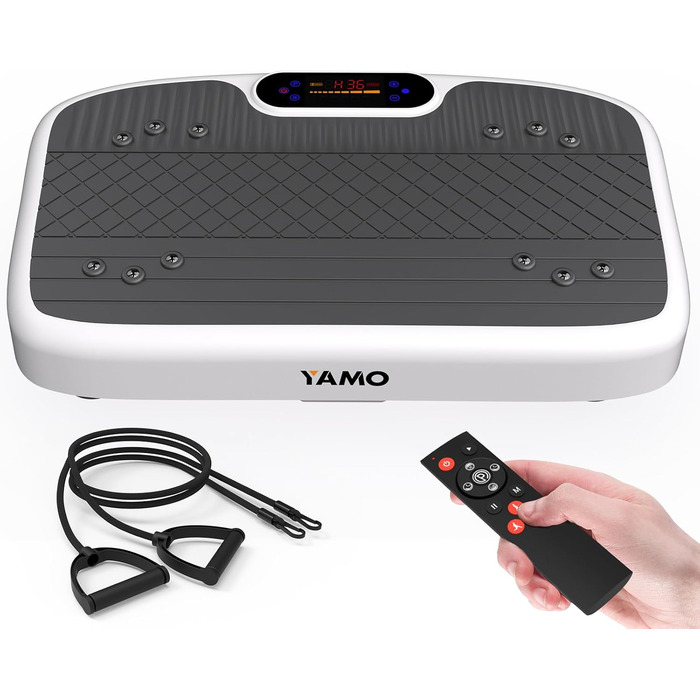 YAMO Вібраційна платформа з тихим мотором, 99 режимів, 5 програм тренувань, для спалювання жиру та всього тіла, компактна з пультом, фітнес для дому