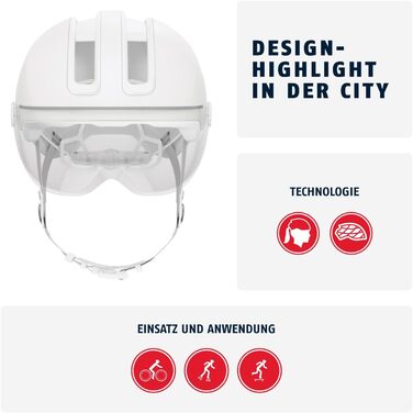 Велосипедний шолом ABUS Stadthelm HUD-Y ACE з візором та магнітним LED-ліхтарем, для жінок і чоловіків