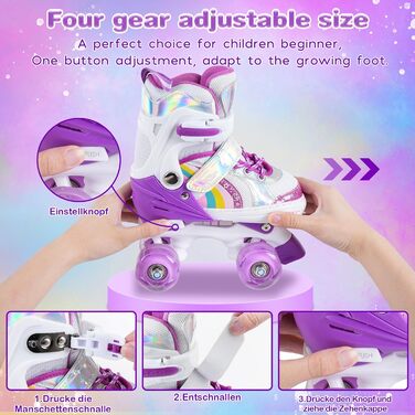 Дитячі ролики Kinder для дівчаток та хлопчиків, регульовані, з підсвічуванням, для початківців, розмір 28-36