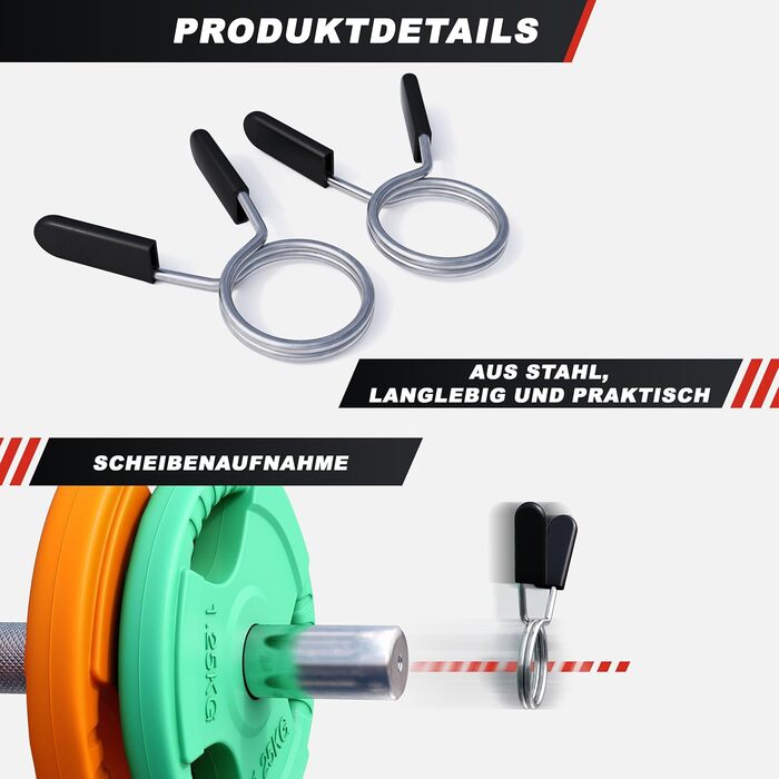 Набір гантелей GORILLA SPORTS® 20 кг (2 шт.) - ковані, гумові ручки, 30 мм, фіксуючі затискачі, ваги 4x1.25 кг / 4x2.5 кг