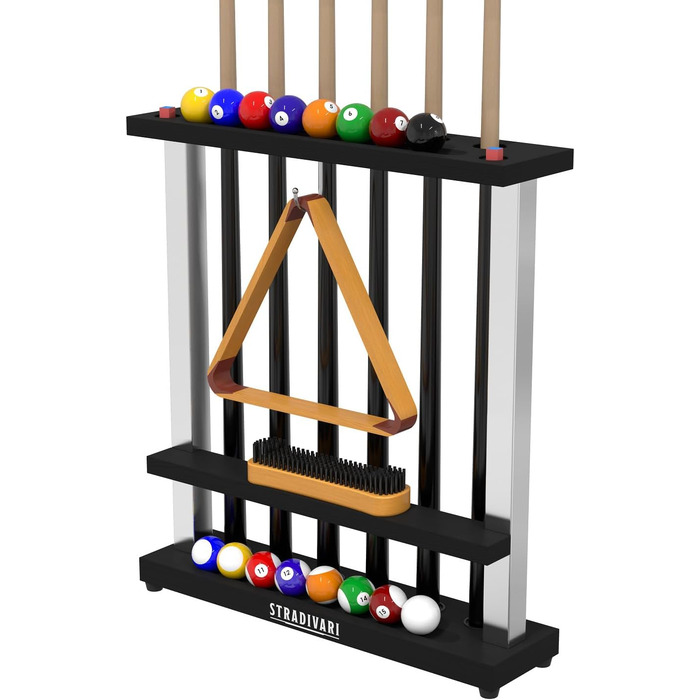 Підставка для хвістків Stradivari Francesca | На 6 хвістків | Для різних довжин | З відсіком для кульок та щіток | Чорна, стійка, не потребує кріплення до стіни