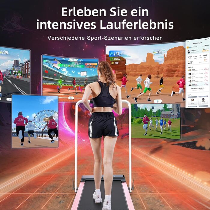 Lacuffy Біговий тренажер для дому, складаний, Walking Pad з нахилом 6%, велика площа для бігу 112 * 42 см, вантажопідйомність 158 кг, для високих людей