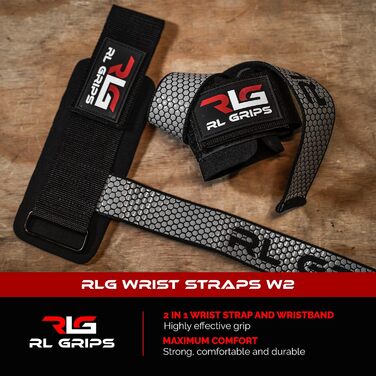 Лямки для тяги RL Grips з підтримкою зап'ястя для важкої атлетики, пауерліфтингу та бодібілдингу, допоміжні ручки для станової тяги та тренувань спини (Сірі)