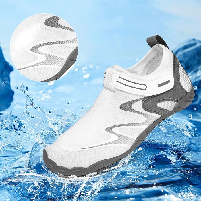 Водні черевики для плавання та серфінгу для жінок та чоловіків (43 EU, білий)