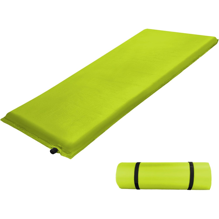 ALPIDEX Каремат для кемпінгу самонадувний, 200x66x6 см, Lime (2.5-10 см товщина)