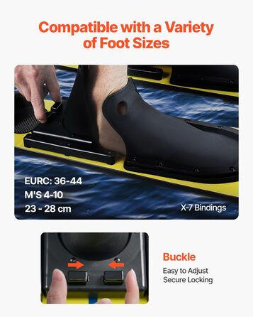 Wasserski VEVOR 150 см з регульованими кріпленнями X-7 та м'якою задньою пластиною, водолазний комплект для дорослих до 136 кг