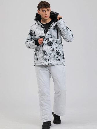GS SNOWING Комплект чоловічого костюма: куртка та штани, ізольований, водонепроникний, для сноуборду та зимових видів спорту #02 Білий + Білий