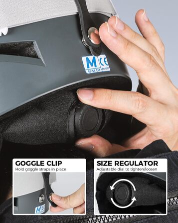 Шолом гірськолижний Victgoal для чоловіків та жінок, сірий, розмір M/L (59-61 см), з підкладкою з флісу та вентиляцією