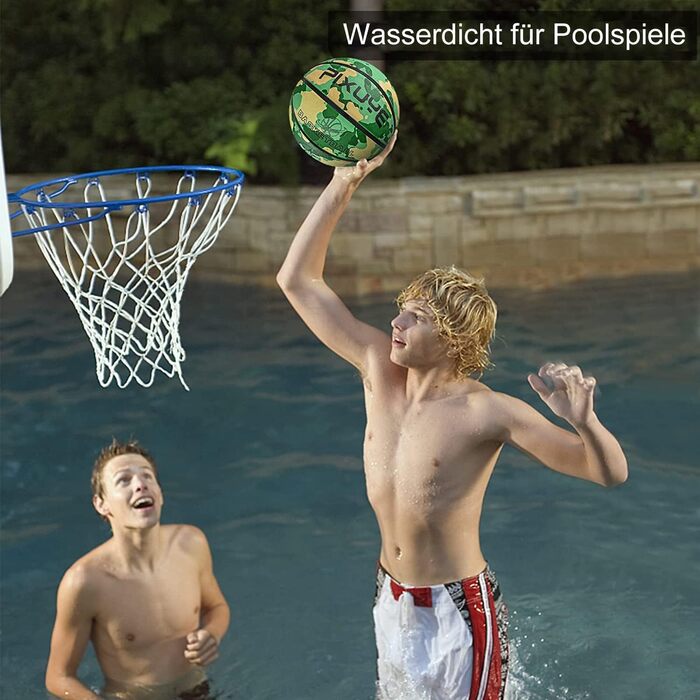 Баскетбольний м'яч Jicsetk, розмір 5/7, дитячий, для гри в приміщенні та на вулиці (камуфляжний, зелений)