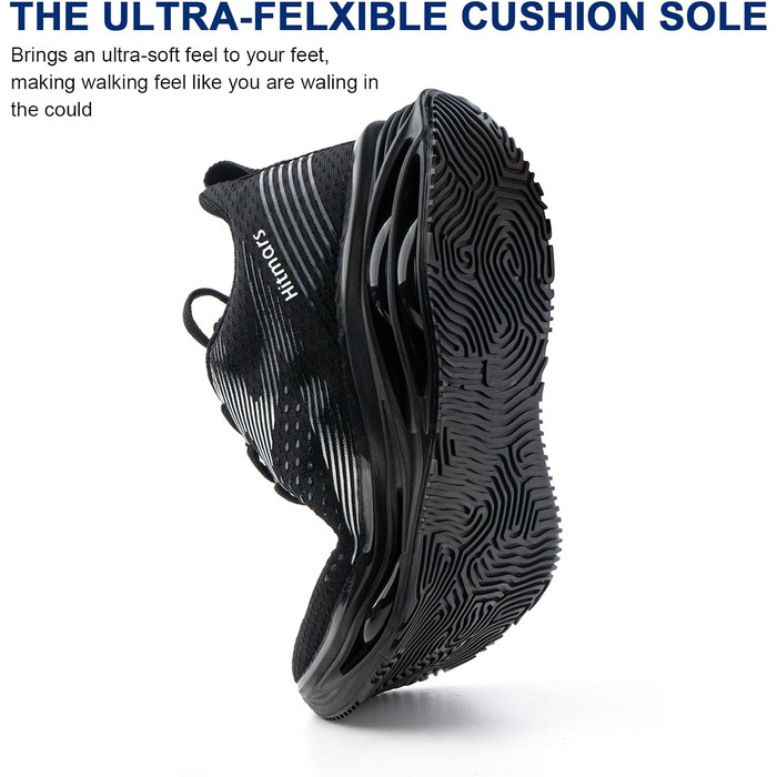 Кросівки для бігу Hitmars для чоловіків: спортивні, легкі, дихаючі, для вулиці, фітнесу та відпочинку. Розміри EU 39-46 (Чорний/Білий)