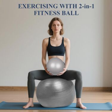 Фітбол Flintronic 55/65 см з насосом, для йоги, фітнесу, вагітності, анти-burst, товстий