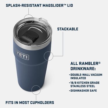 Термокружка YETI Rambler 591 мл з кришкою MagSlider, синя, сталева, для напоїв