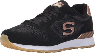 Кросівки жіночі Skechers OG 85 Goldn Gurl чорні замша/нейлон/сітка з золотистою окантовкою (37.5 EU)