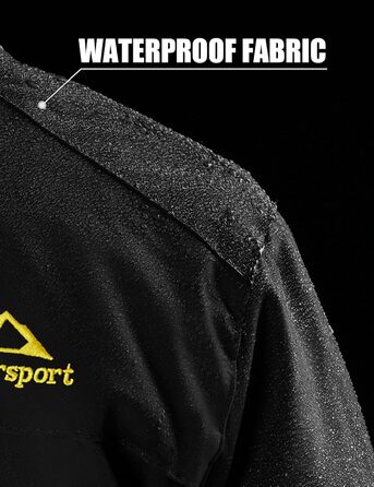 Чоловіча флісова куртка MAGCOMSEN на зиму: тепла, водонепроникна, з капюшоном для туризму та кемпінгу (чорний, L)