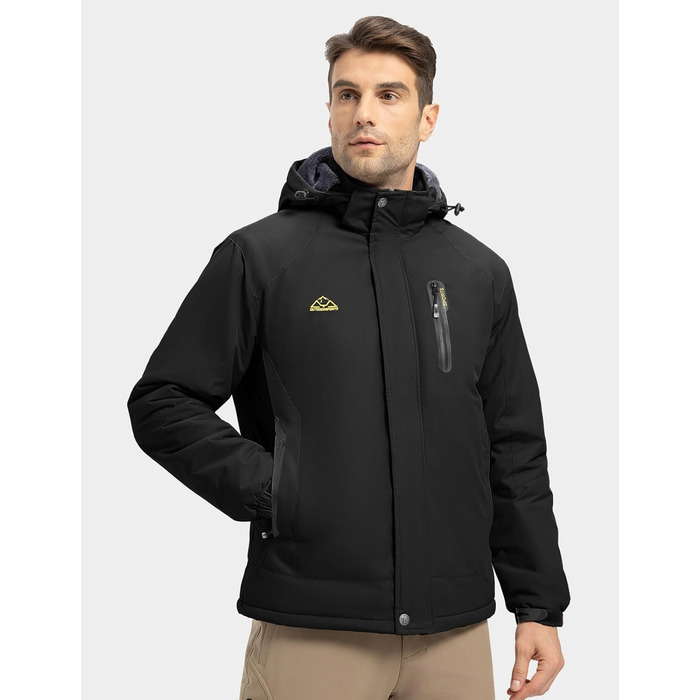 Чоловіча лижна куртка Rdruko, водонепроникна, з утепленим флісом, капюшон, для активного відпочинку в горах (чорний, S)