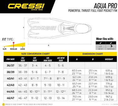 Ласти Cressi Agua Pro Vollfußflosse (36/37, білі) - професійні ласти для плавання та дайвінгу