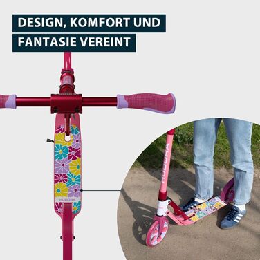 Самокат HUDORA BigWheel 205 Advanced Daydream - до 100 кг, складаний, регульована висота - для дітей, підлітків та дорослих (квіти)