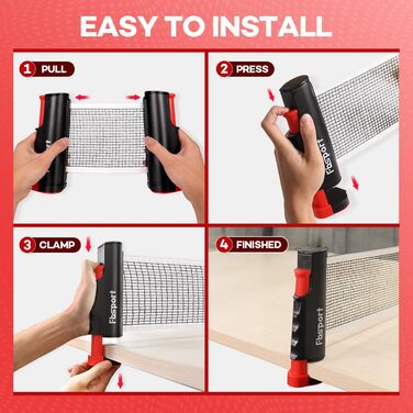 Набір для пінг-понгу FBSPORT: 4 ракетки, 8 м'ячів, сітка та сумка. Підходить для гри в приміщенні та на вулиці