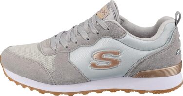 Кросівки Skechers OG 85-Goldn Gurl жіночі, світло-сірі (замша, нейлон, сітка) з рожево-золотистим декором, розмір 38 EU