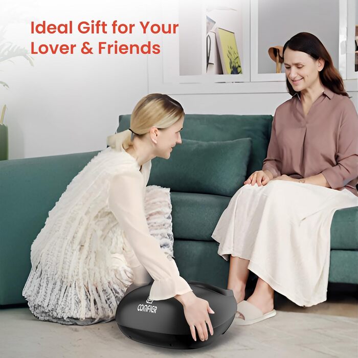 Масажер для ніг Comfier з пультом дистанційного керування, функцією паузи, підігрівом, компресією, вібрацією, Shiatsu масаж для діабетичної невропатії, плантарний фасціїт, подарунок для чоловіків/жінок, 34.5X18.7X40.5cm