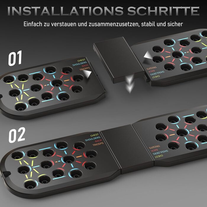 Складані віджимання-грифи 20 в 1 для силових тренувань вдома, фітнес-опори для віджимань Push Up Bar, чорний набір