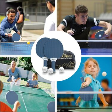 Набір для настільного тенісу Senston: професійний комплект для 2-4 гравців, гумові накладки, для гри в приміщенні та на вулиці. Чорний & Білий (Indigo)