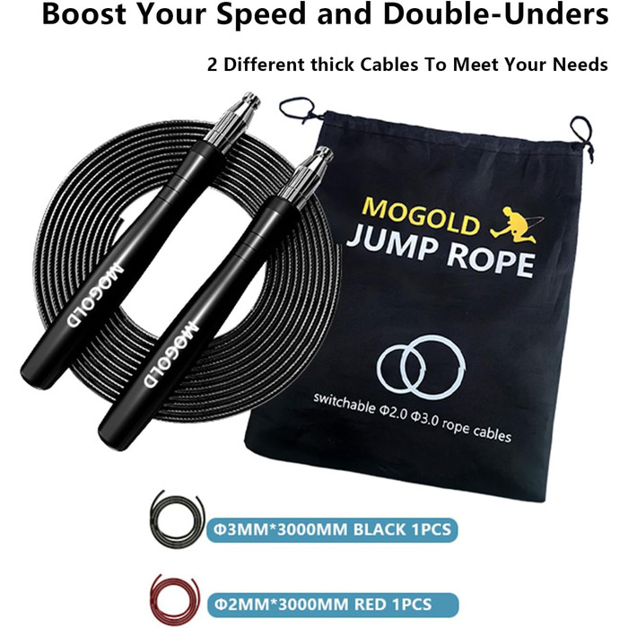 Стрибкове канат для боксу та CrossFit преміум-якості, без заплутування, самозатягування, без гвинтів, чорний