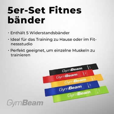 Набір гумових еспандерів GymBeam 5 шт. для фітнесу, йоги та пілатесу - різний рівень опору
