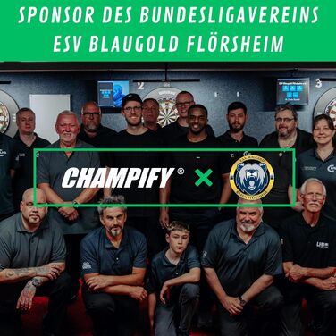 Набір дротиків Champify з вольфраму 23 г, 3 сталеві дротики з металевим вістрям, 9 запасних стрижнів і 9 оперень, чорний чохол