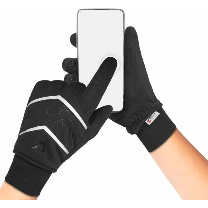 Велосипедні рукавички Alpensattel Polartherm: вітро- та водонепроникні, зимові для жінок та чоловіків, до -10°C, з функцією сенсорного екрану, S-XXL