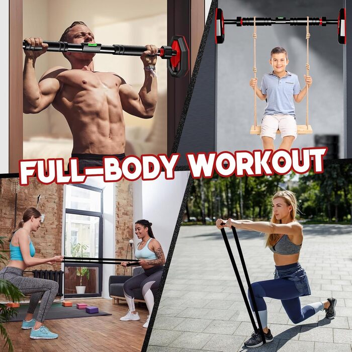 Турнік для дверного прорізу Klimmzugstange – Регульований 65–100 см без свердління – З вбудованим рівнем, зубчастим фіксатором та пружинними стабілізаторами – Спортивна стійка для дому