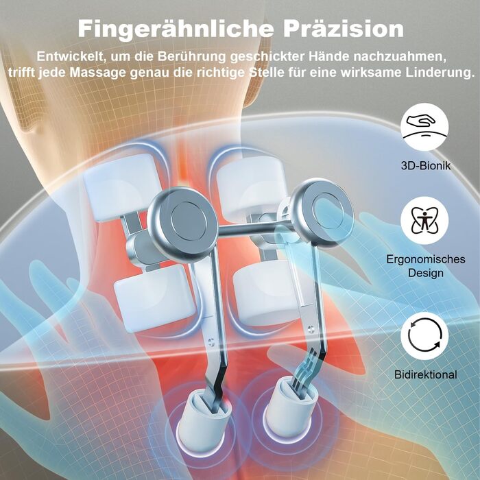 Масажер для шиї та спини з підігрівом, Shiatsu масажер, для шиї, спини, плечей, попереку, ніг, м'язів, сірий. Чудовий подарунок на Різдво!