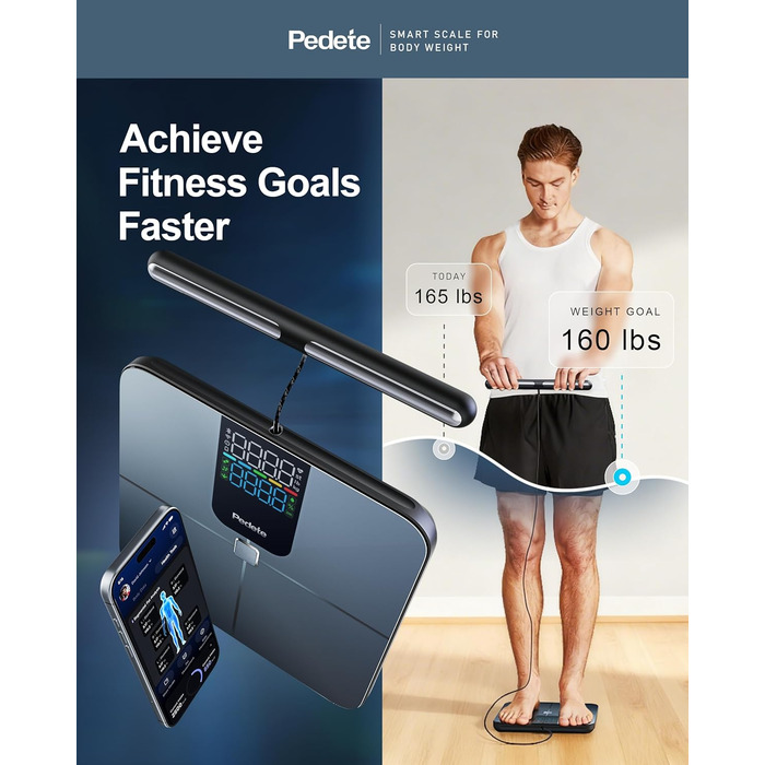 Вага для вимірювання жиру в тілі Smart, цифрова вага з Bluetooth, аналіз складу тіла, BMI, протеїн, 400lb