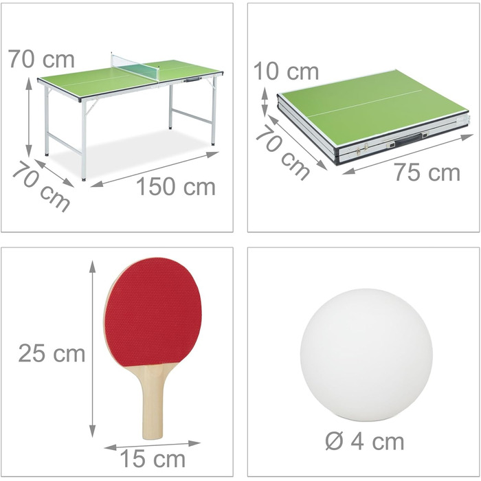 Складаний міні-стіл для настільного тенісу з сіткою – набір для пінг-понгу з 2 ракетками та 3 м'ячами, портативний, регульована висота, для використання в приміщенні та на вулиці
