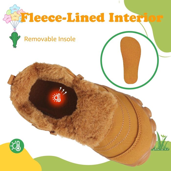 Дитячі зимові шкарпетки-черевики Saguaro, теплі, з підкладкою, для прогулянок, розмір 26-36, коричневі