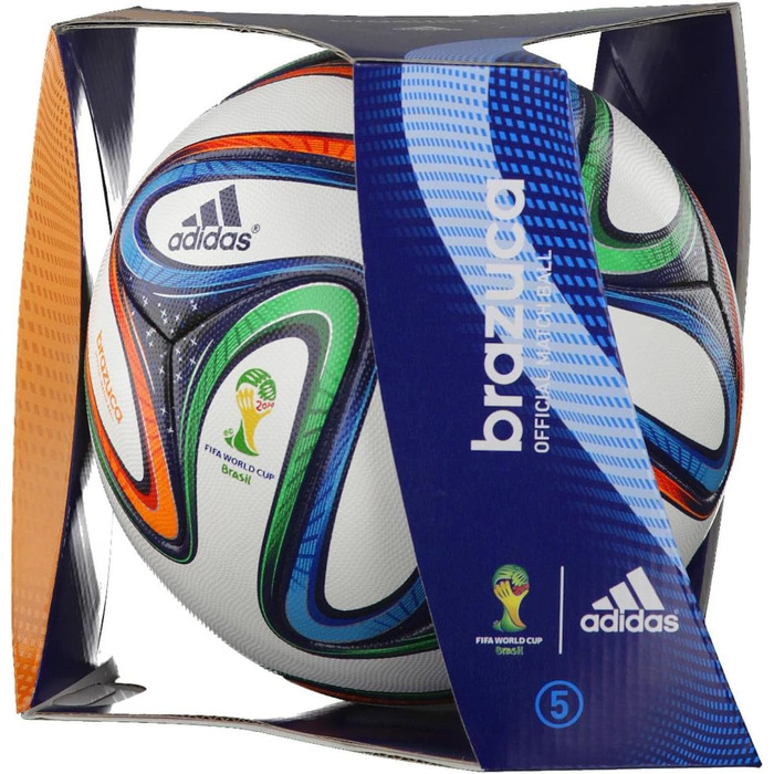 Офіційний футбольний м'яч adidas Brazuca, розмір 5, білий/синій/кольоровий