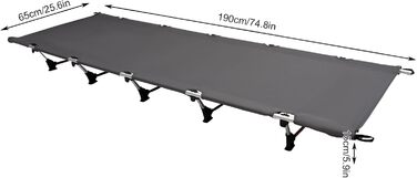 Розкладне ліжко для кемпінгу, туристичне ліжко-крісло, 190x65x15 см, з сумкою, до 150 кг