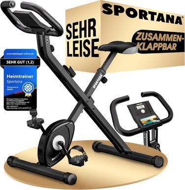 Електровелотренажер SPORTANA® EAGLE 2-в-1: Складаний, з LCD-дисплеєм, регульованою висотою, з фітнес-гумками. Hometrainer, фітнес-велосипед, тренажер для дому