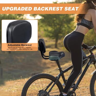 Велосипедне сидіння з підспинником Meghna, комфортне, м'яке, з PU-подушкою, чорне