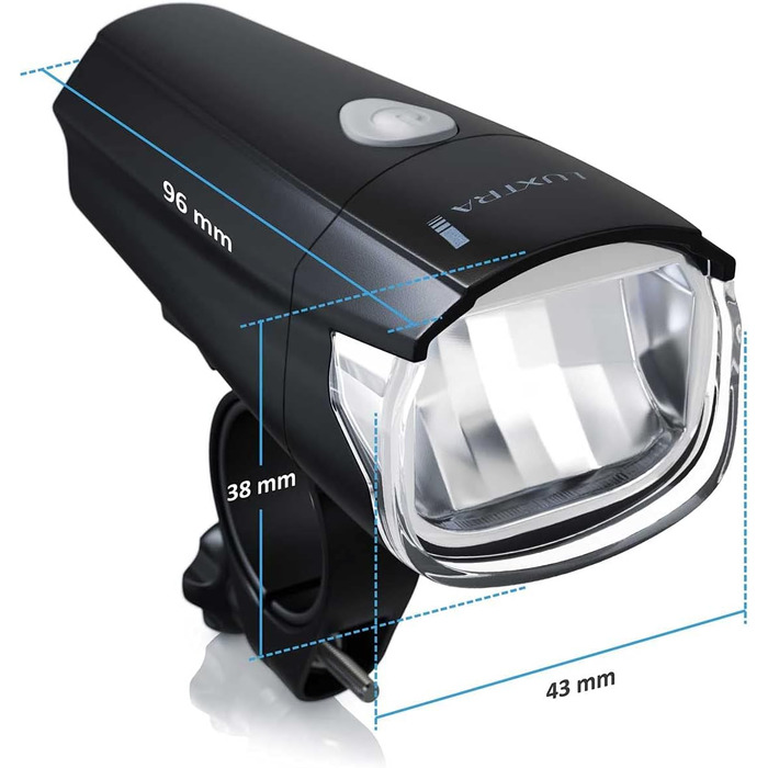 Велосипедні ліхтарі LUXTRA: комплект з батарейками, 40 Lux, сумісний зі StVZO, передній та задній ліхтарі