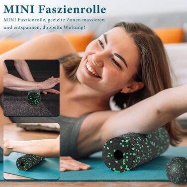 Набір для міофасціального релаксу: Foam Roller, м'ячик для фасції, міні-ролик, дуобол для йоги та масажу м'язів (Синій/Зелений)
