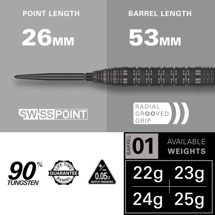 Дротики Target Bolide Void 90% вольфрам, сталевий наконечник, Swiss Point, набір для дартсу