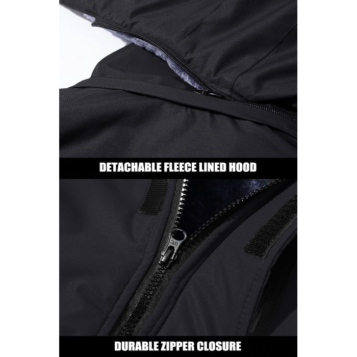 Зимова куртка MAGCOMSEN для чоловіків: тепла, водонепроникна, з капюшоном. Підходить для катання на сноуборді, активного відпочинку та роботи. Розмір L, чорний колір.