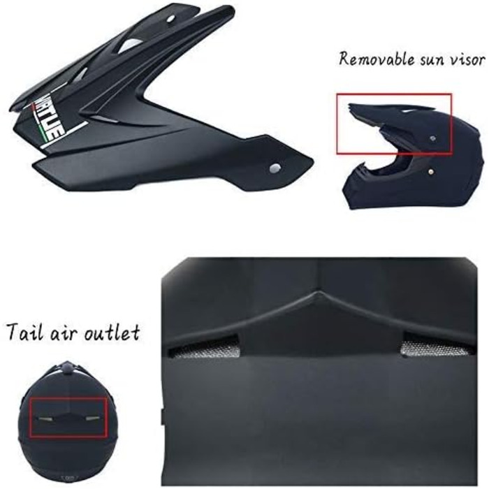 Унісекс Мотокрос-шолом з маскою, окулярами та рукавичками, для дітей та підлітків, ендуро, оф-роуд, мотоцикл, MTB, ATV, BMX, Quad, чорний, сертифікат D.O.T, розмір L (56-57 см)