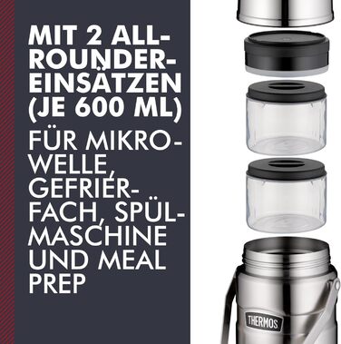 Термос STAINLESS KING з нержавіючої сталі, 0,47 л, чорний матовий, з ложкою, BPA-free