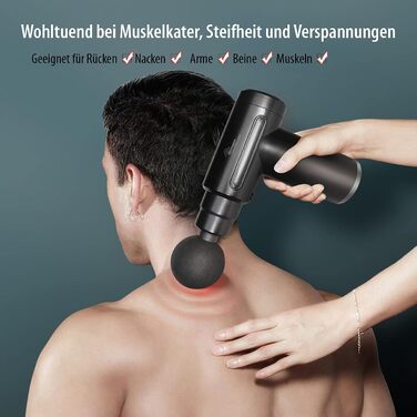 Масажний пістолет Newgen Medicals: Компактний акумуляторний масажер для рук з 4 насадками, 6 рівнів, USB-C, 30W