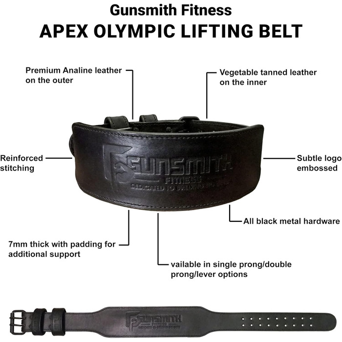 Пояс для важкої атлетики Gunsmith Ultra-Premium, ручна робота, чорний, для чоловіків і жінок, фітнес, пауерліфтинг, олімпійський спорт, тренажерний зал
