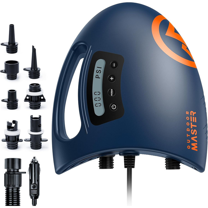 Насос для SUP OutdoorMaster The Shark: Електричний, 20PSI, 12V DC, Активне охолодження, для надувних SUP, човнів та paddle board