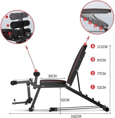 Багатофункціональна лава для тренувань, регульована фітнес-лавка для комплексних тренувань, складана лава для тренувань
